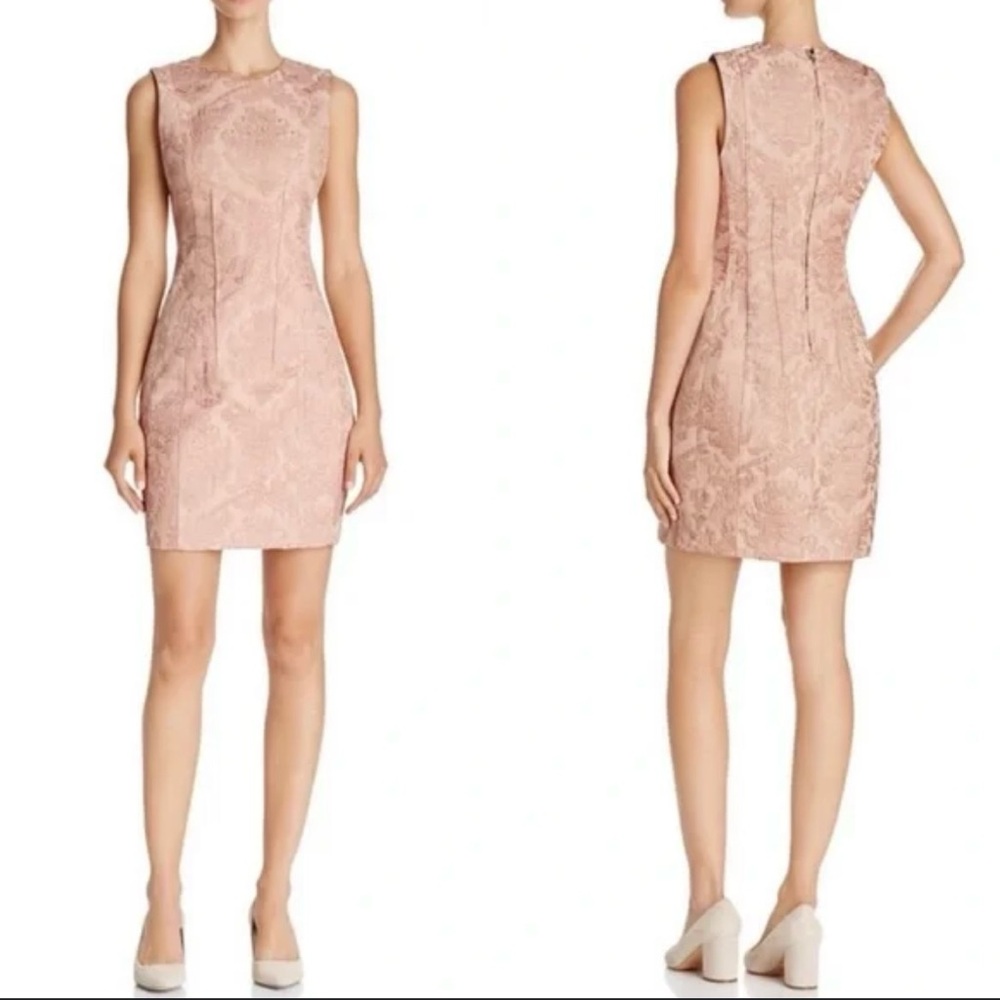 Theory Pink Blush Hourglass Baroque Jacquard Sleeveless Dress 6